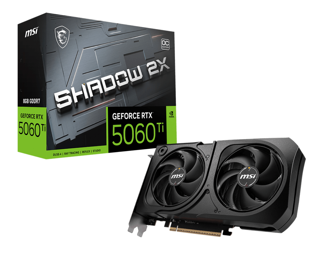 TARJETA DE VIDEO MSI GeForce RTX 5060 Ti 8G SHADOW 2X OC PLUS  - 12 MESES GARANTIA!