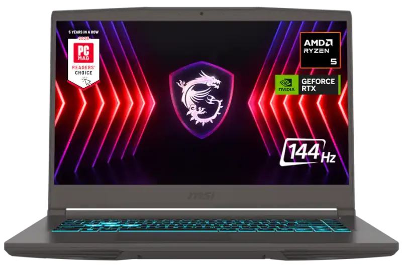 MSI -Laptop Gaming THIN A15 Pantalla  15,6"  144 Hz FHD - AMD R5-7535HS - GeForce RTX 4050 6GB - 8 GB de memoria - SSD de 512 GB - Negro - 12 Meses Garantia!