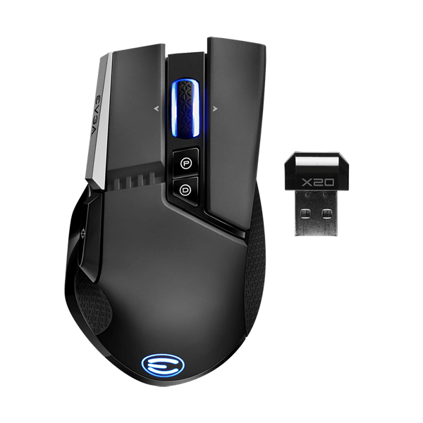 Mouse Gamer Ergonómico EVGA Óptico X20, Inalámbrico, Bluetooth/USB-A, 16000DPI, Negro