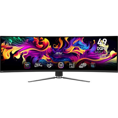 Monitor GAMING ultraancho QD-OLED curvo MSI MPG 491CQP  49" con resolución 1440p y 144 Hz HDMI | DisplayPort | USB-C - 0.3 MS (negro) Regalo Combo Teclado &amp; Mouse MSI GK300