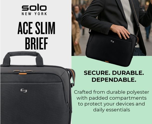 Maletín Ace Slim Solo New York - para portátil de 13,3 "- Negro con detalles en naranja