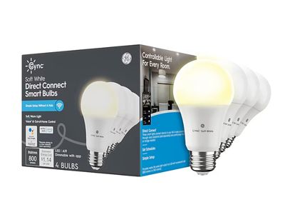 C by GE - Bombillas de luz blanca suave de conexión directa (4 bombillas LED inteligentes A19), repuesto de 60 W - Blanco