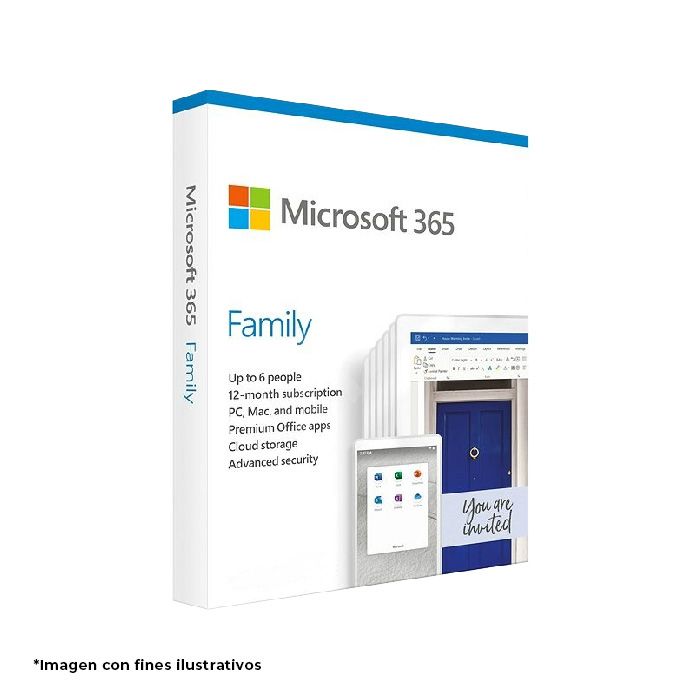 Programa Microsoft 365 Familia - Licencia de suscripción 1 año, 6 usuarios.
