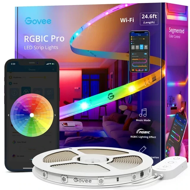 Govee - Tira de luz LED RGBIC Wi-Fi - 25 pies (7.62 Metros - Multi