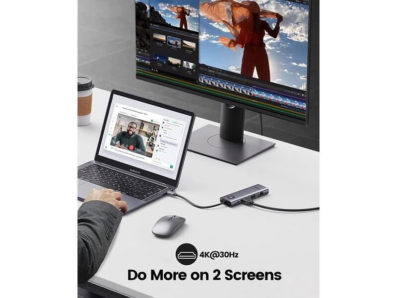 ORICO Estación de Acoplamiento USB C, Dock USB C 9 en 1 con 1000Mbps con Compatible con HDMI 4K+PD100W+3*USB3.0+Ethernet+SD/TF+VGA, Adaptador multipuerto USB C para MacBook/Dell/HP/Surface/Lenovo
