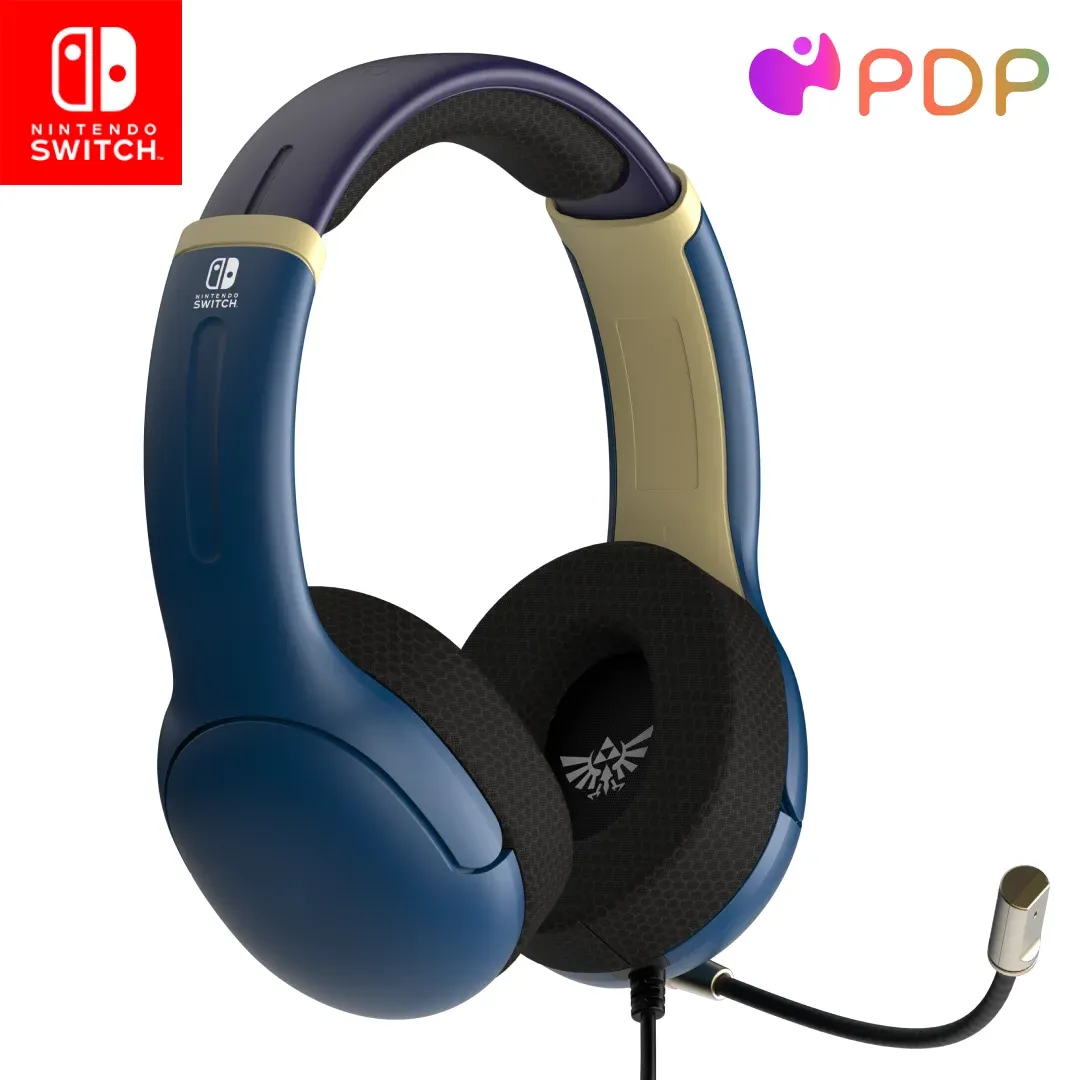 PDP - Auriculares para juegos con cable AIRLITE para Nintendo Switch, Nintendo Switch - Modelo OLED y Nintendo Switch Lite - Azul valiente