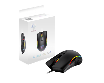 MSI Forge GM300 - Ratón ligero para juegos USB RGB ajustable hasta 7200 DPI para computadora de escritorio, para juegos, color negro