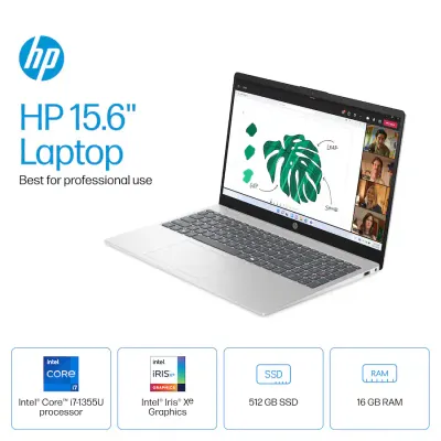 HP - Laptop Pantalla  Táctil Full HD  15,6" - Intel Core i7-1355U - 16 GB de memoria - SSD de 512 GB - Windows 11 Home -Plata natural - 12 Meses Garantia!