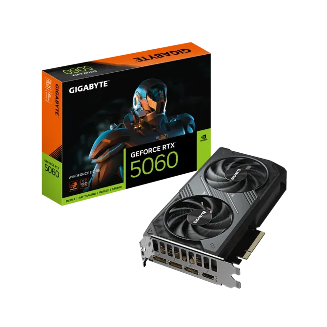 GIGABYTE - Tarjeta gráfica GeForce RTX 5060 WINDFORCE OC 8G, 8 GB, 128 bits GDDR7, PCIe 5.0, sistema de refrigeración WINDFORCE - Negra