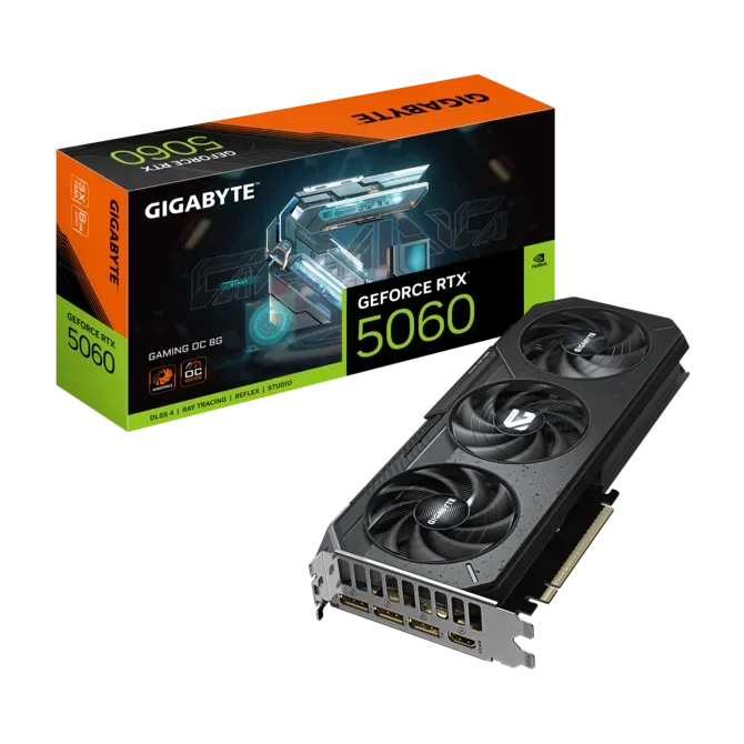 GIGABYTE - Tarjeta gráfica GeForce RTX 5060 GAMING OC 8G, 8 GB, 128 bits, GDDR7, PCIe 5.0, sistema de refrigeración WINDFORCE - Negra