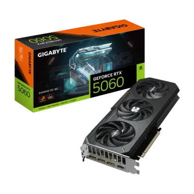 GIGABYTE - Tarjeta gráfica GeForce RTX 5060 GAMING OC 8G, 8 GB, 128 bits, GDDR7, PCIe 5.0, sistema de refrigeración WINDFORCE - Negra