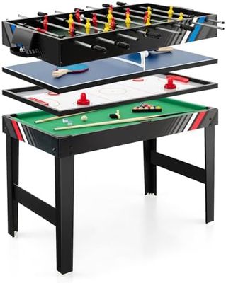 Mesa Gaming combinada 4 en 1, multijuego 49" con fútbol, hockey de aire, billar, mesa de ping pong, futbolín, mesa de billar para el hogar, noche familiar, regalos para adultos Mesa Gaming combinada 4 en 1, multijuego 49" con fútbol, hockey de aire, billar, mesa de ping pong, futbolín, mesa de billar para el hogar, noche familiar, regalos para adultos