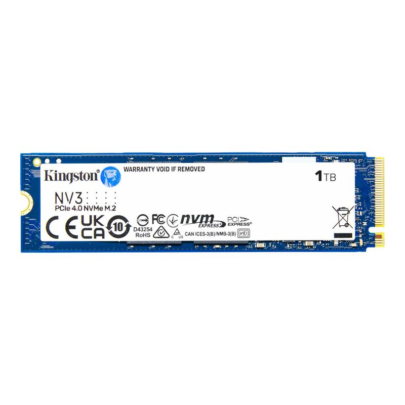 Kingston NV3 1TB M.2 2280 NVMe SSD | PCIe 4.0 Gen 4x4 | Hasta 6000 MB/s | SNV3S/1000G - 12 Meses Garantia!