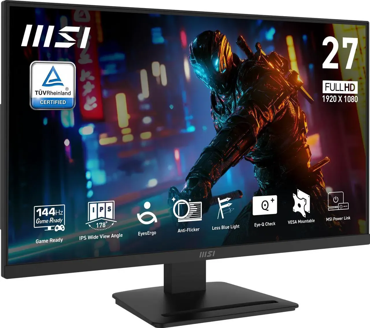 Monitor LCD GAMING MSI MP273L E14 Full HD 27" 144 Hz IPS con AMD Adaptive Sync, HDR Ready de 1 ms, 102 % sRGB, para trabajo y juegos 12 Meses Garantia