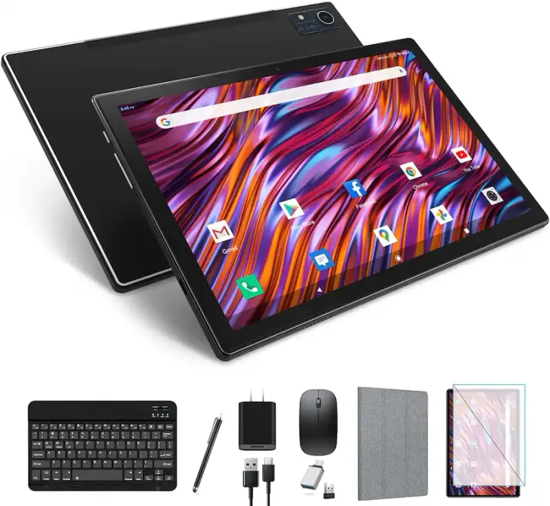 MEIZE - Tablet Android 14 de última generación (2026), 128 GB + 24 GB (ampliable a 8+16 GB) / 512 GB, procesador Octa-Core Incluye  Teclado - Mouse - Funda y Lápiz  - Negro - 12 Meses Garantia