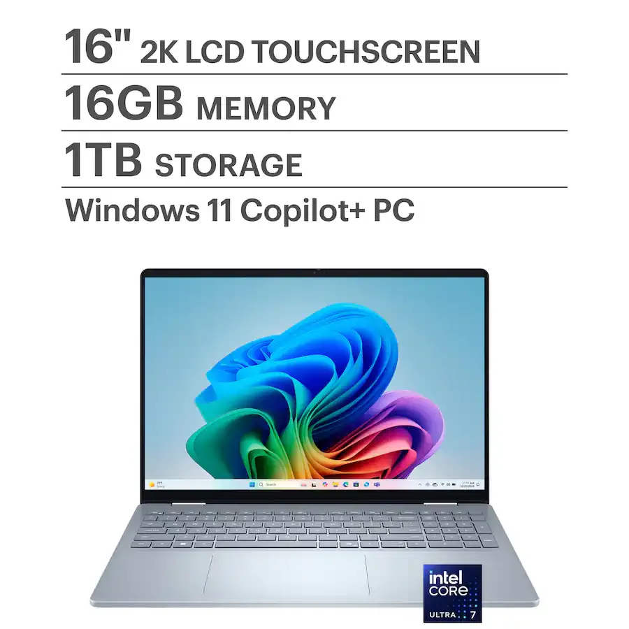Dell - Plus - Copilot+ PC - Portátil 2 en 1 Pantalla Táctil 16" Full HD+  2K - Intel Core Ultra 7 256V  - 16 GB de memoria - 1 TB  - Windows 11 Home Azul hielo - 12 Meses Garantia!