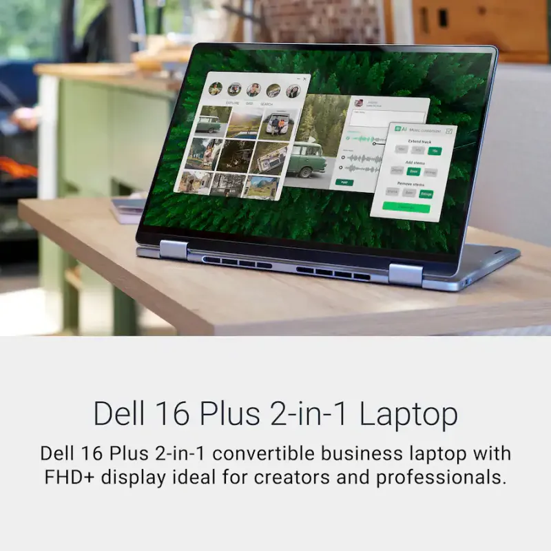 Dell - Plus - Copilot+ PC - Portátil 2 en 1 Pantalla Táctil 16" Full HD+  2K - Intel Core Ultra 7 256V  - 16 GB de memoria - 1 TB  - Windows 11 Home Azul hielo - 12 Meses Garantia!