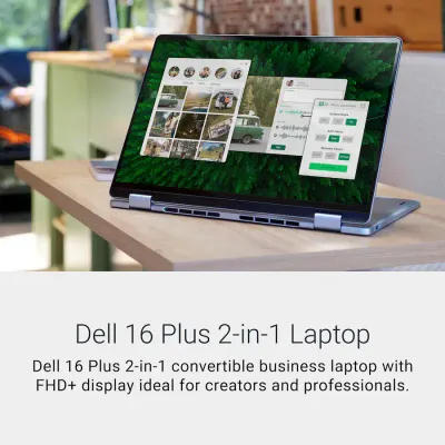 Dell - Plus - Copilot+ PC - Portátil 2 en 1 Pantalla Táctil 16" Full HD+  2K - Intel Core Ultra 7 256V  - 16 GB de memoria - 1 TB  - Windows 11 Home Azul hielo - 12 Meses Garantia!