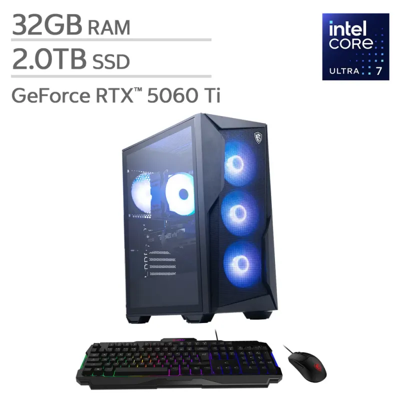 MSI Codex R2 Gaming Desktop – Intel Core Ultra 7 265 - GeForce RTX 5060 Ti con 16GB – 32GB RAM – 2TB SSD – Windows 11