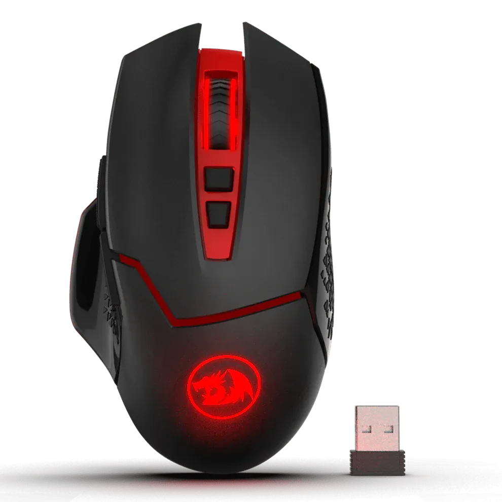 Redragon M690-1 Mouse inalámbrico Gaming con cambio de DPI, 2 botones laterales, 2400 DPI, diseño ergonómico, 8 botones, color negro