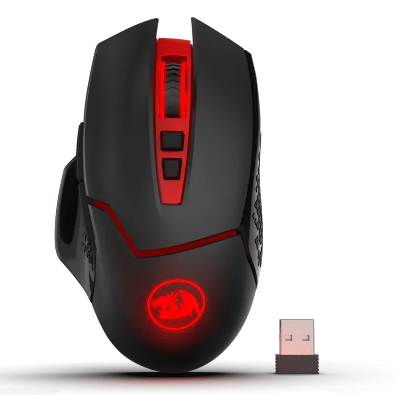 Redragon M690-1 Mouse inalámbrico Gaming con cambio de DPI, 2 botones laterales, 2400 DPI, diseño ergonómico, 8 botones, color negro
