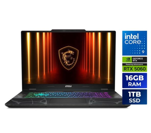 MSI Cyborg - Pantalla FHD 17,3" 144 Hz - Procesador Intel Core 9 270H (2,70-5,80 GHz) - Tarjeta RTX 5060 con 8GB - Memoria DDR5 16 GB Exp 64Gb  - SSD NVMe  1TB , Windows 11 Home - 12 Meses Garantia!