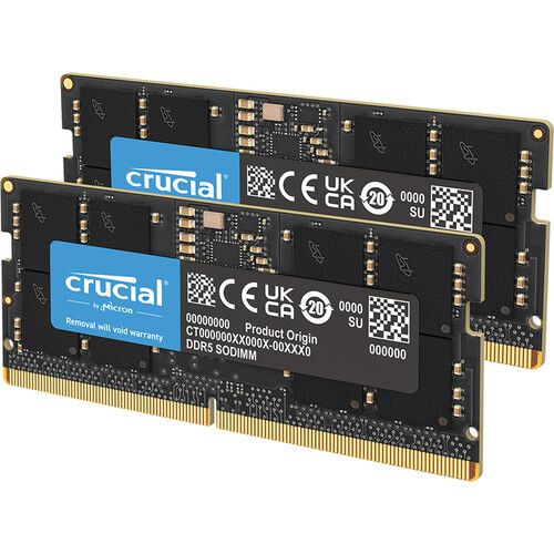 Crucial - 32GB (1x32 GB) DDR5 5600 MHz C46 SODIMM para portátil - Negro