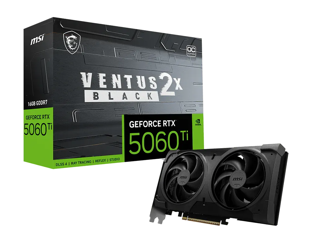 MSI GeForce RTX™ 5060 Ti 16G VENTUS 2X OC BLACK PLUS