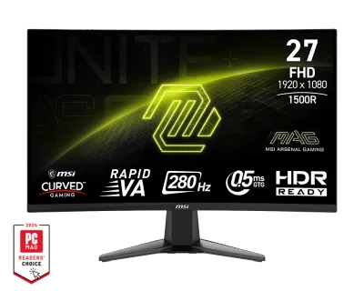 MSI MAG 276CXF Monitor curvo 27" 1920 x 1080 (FHD), 280Hz, sincronización adaptativa AMD, HDMI, DisplayPort, puerto VGA, VESA, inclinación, altavoz, 0.5 ms, negro