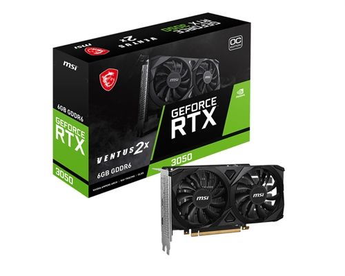 MSI GeForce RTX 3050 VENTUS 2X 6G OC - Tarjeta de Video, 6GB GDDR6, 96 bit, 1492MHz, 2304 Núcleos Cuda, PCI-Express 4.0, 1x DisplayPort 1.4a, 2x HDMI 2.1, 4.6 OpenGL  - 12 Meses Garantia!
