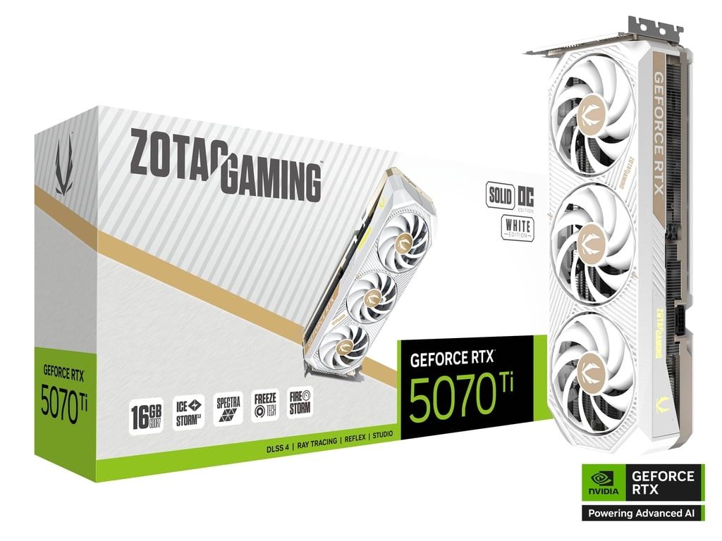 Tarjeta de Video ZOTAC Gaming GeForce RTX 5070 TI Solid Core OC White Edition 16GB - 12 Meses Garantia!