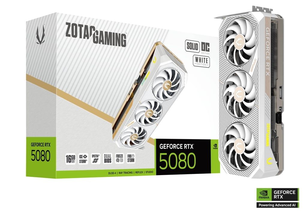 ZOTAC - GAMING RTX 5080 16 GB GDDR7 PCIe 5.0 x16 SOLID OC White Edition. 12 MESES GARANTIA!