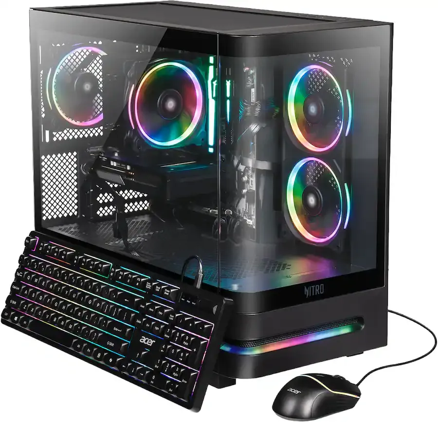 Desktop Acer - PC Gaming  Nitro 65 - AMD Ryzen 7 8700F  - NVIDIA GeForce RTX 5060 con 8GB  - 16 GB de memoria DDR5 Exp 128GB  - 1 TB de almacenamiento - Windows 11 Home -Negro - 12 Meses Garantia!