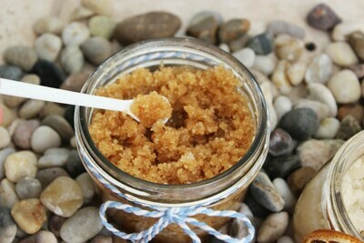 Sugar Scrub with Brown Sugar, Almond Oil, Virgin Olive oil and Virgin Coconut Oil