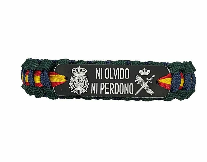 Green Line by Albero Pulsera Paracord Guardia Civil Ni Olvido Ni Perdono con Escudo Medidas: 21 x 1.6 cm Puede Varia al ser Fabricada a Mano