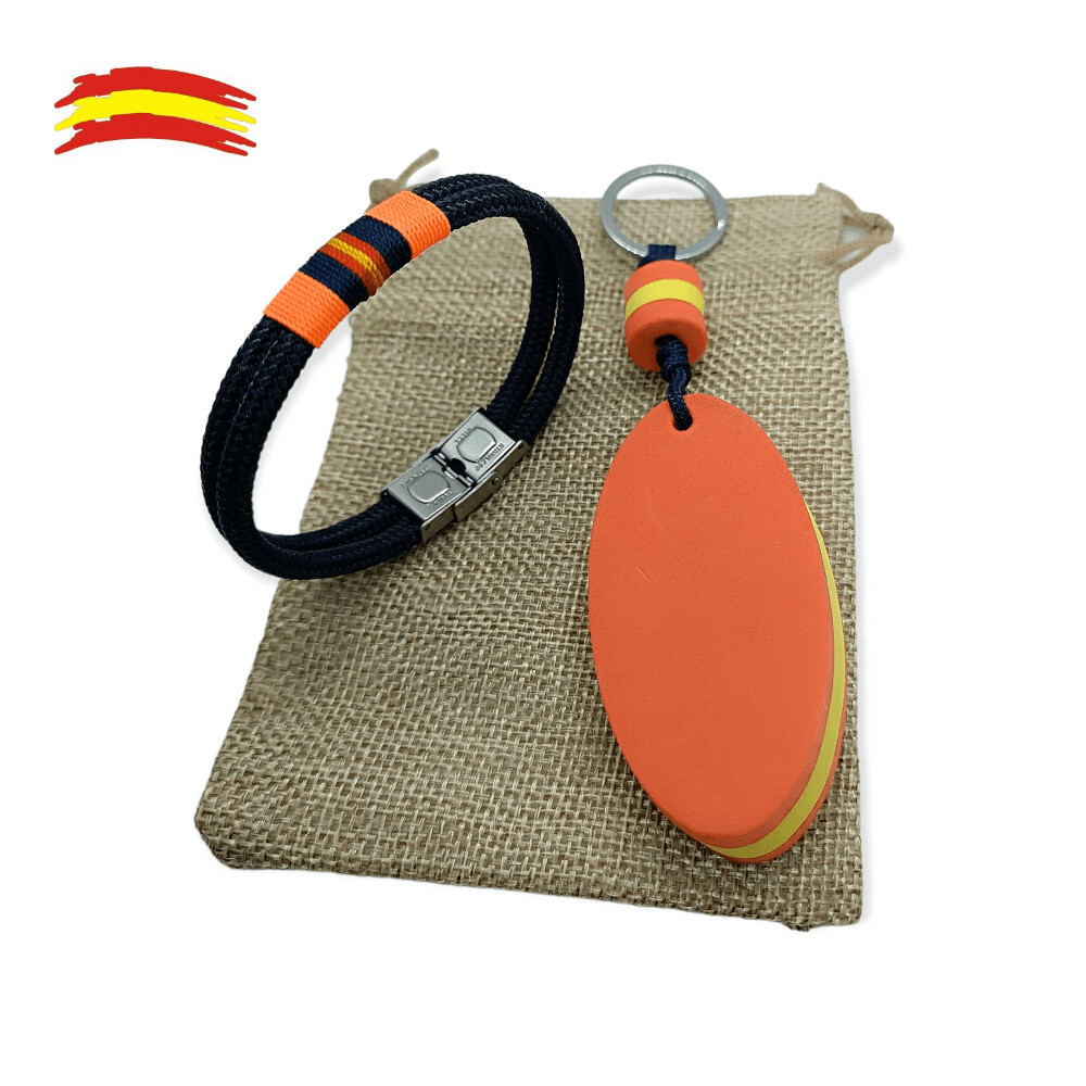 DUO PULSERA NAUTICA NARANJA AZUL Y LLAVERO FLOTANTE