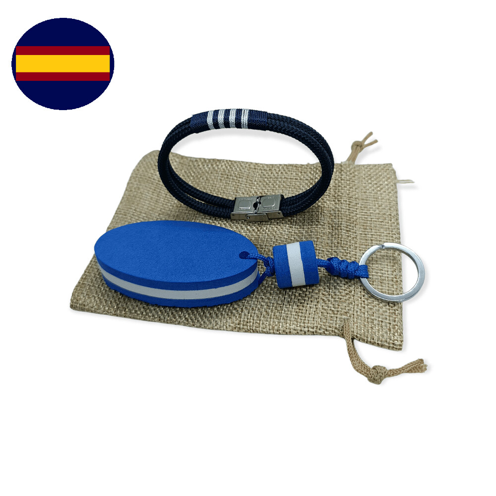 DUO PULSERA NAUTICA  AZUL MARINO  Y LLAVERO FLOTANTE
