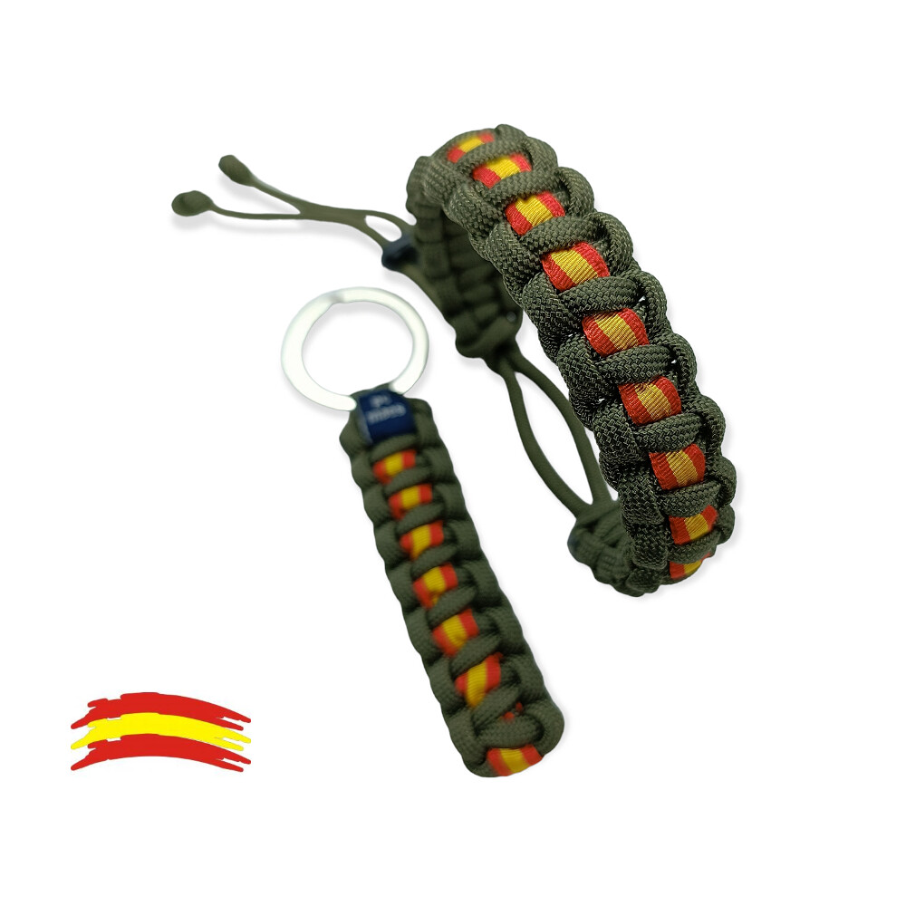 VERDE OLIVA PULSERA AJUSTABLE Y LLAVERO