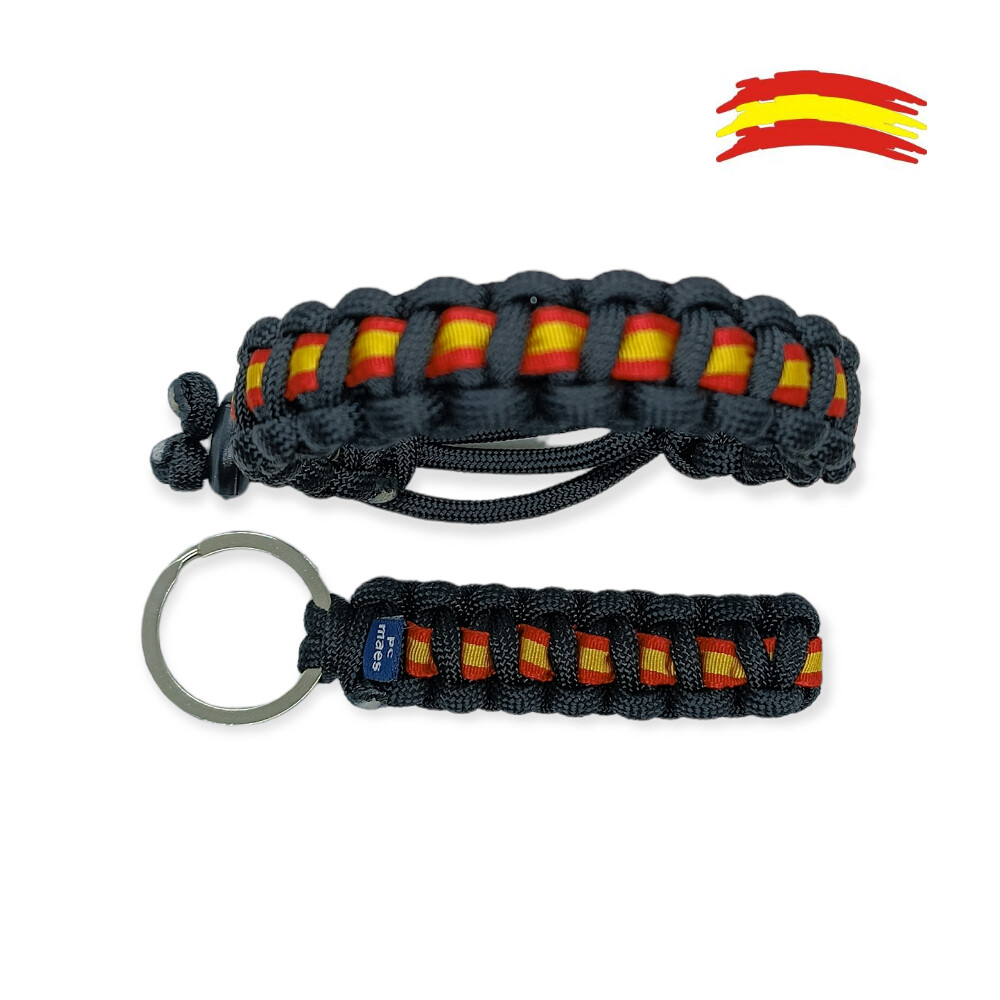 NEGRA PULSERA AJUSTABLE Y LLAVERO