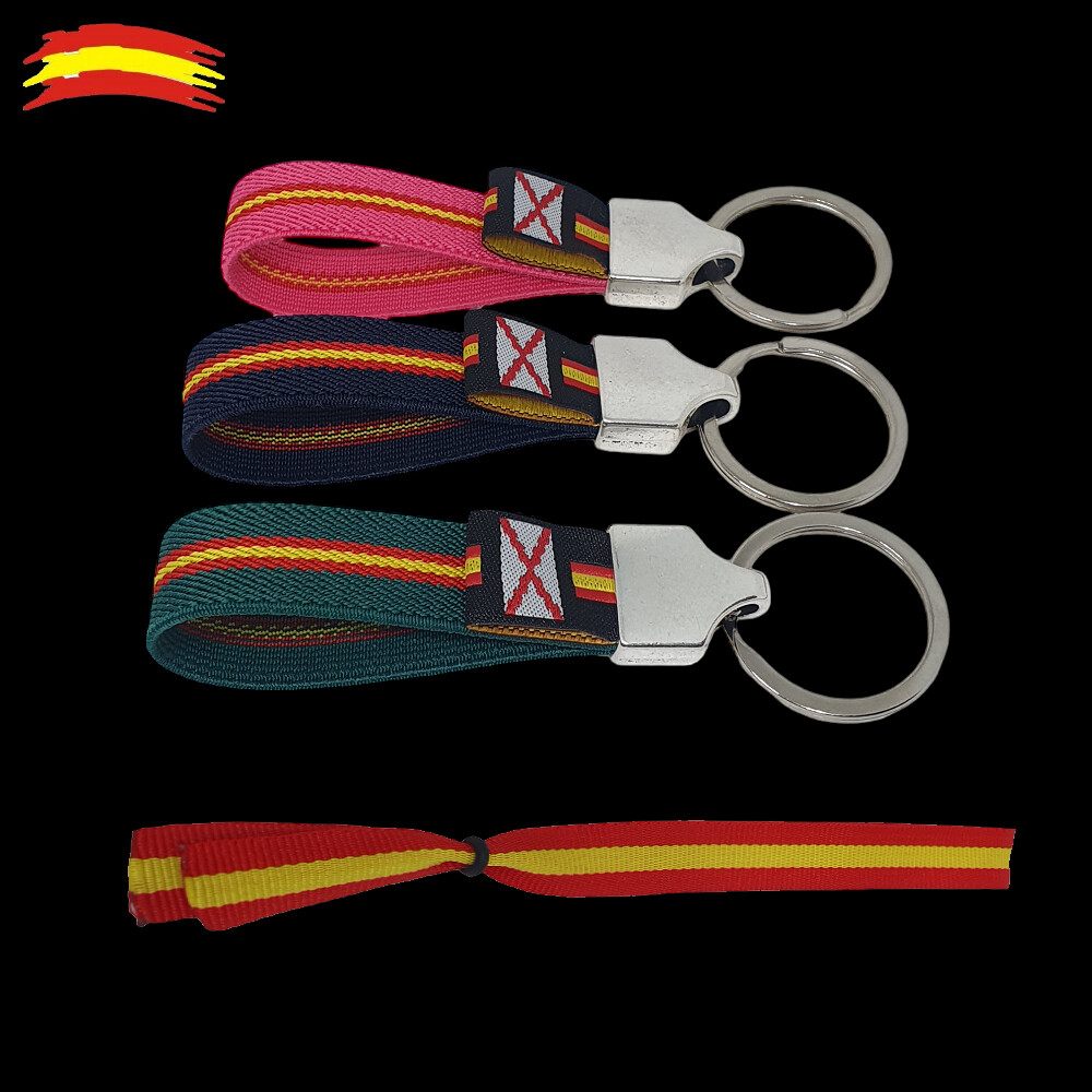 3 LLAVEROS CRUZ DE BORGOÑA Y CINTA PULSERA ESPAÑA