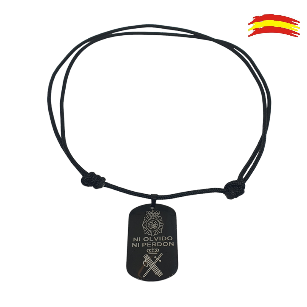 COLLAR 2 ESCUDOS NI OLVIDO NI PERDON NEGRO