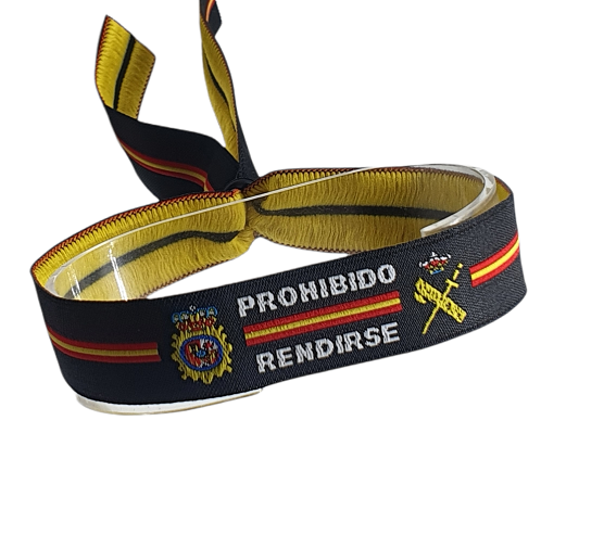 ​CINTA ​​PULSERA  PROHIBIDO RENDIRSE BORDADA  AJUSTABLE  15MM​
