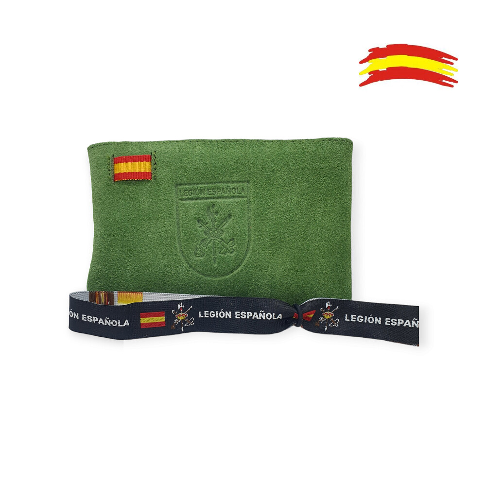 MONEDERO DE ANTE VERDE LEGION Y CINTA PULSERA
