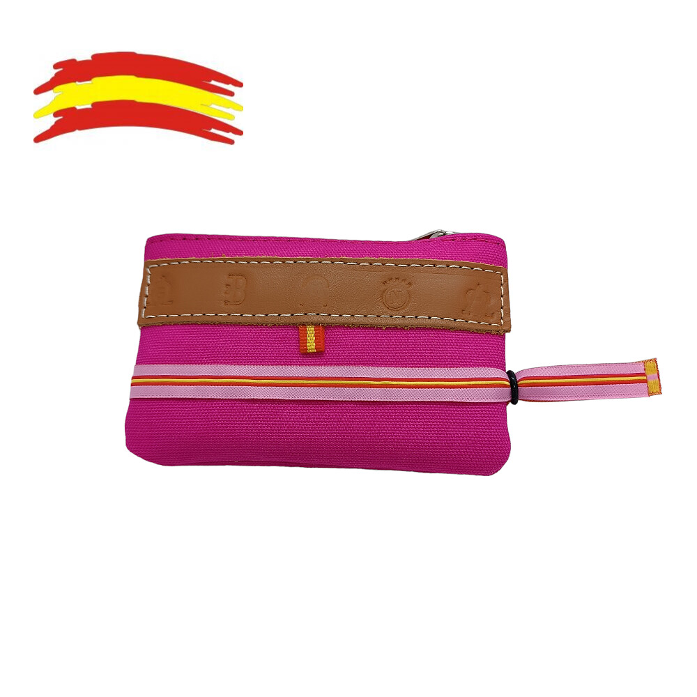 MONEDERO TELA LONA ROSA TAURINO Y CINTA PULSERA