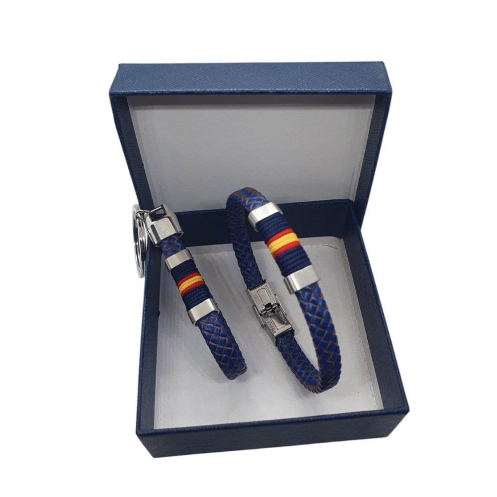 PULSERA EN PIEL Y LLAVERO ESPAÑA