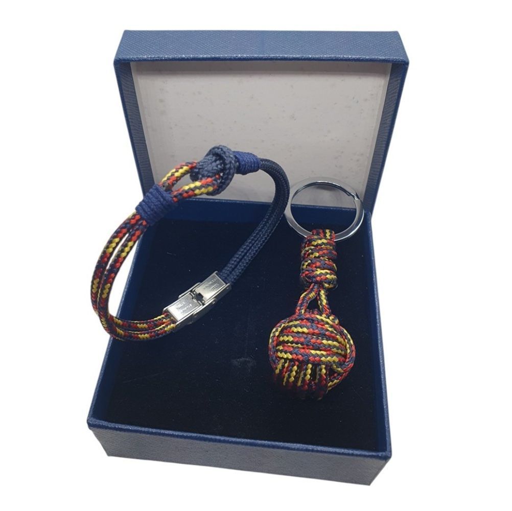 DUO PULSERA LLAVERO CABO NAUTICO 2,8mm AZUL ESPAÑA