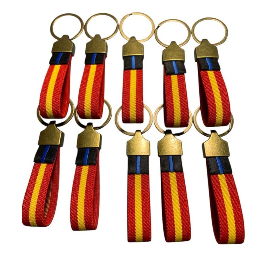 10 LLAVEROS ELASTICOS ESPAÑA DELGADA LINEA AZUL