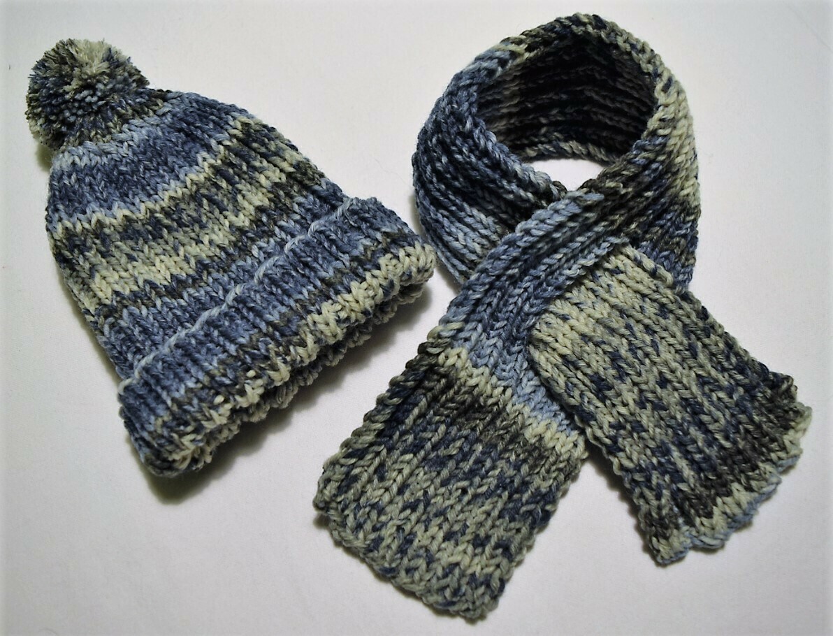 Bonnet Echarpe (Vert-bleu)