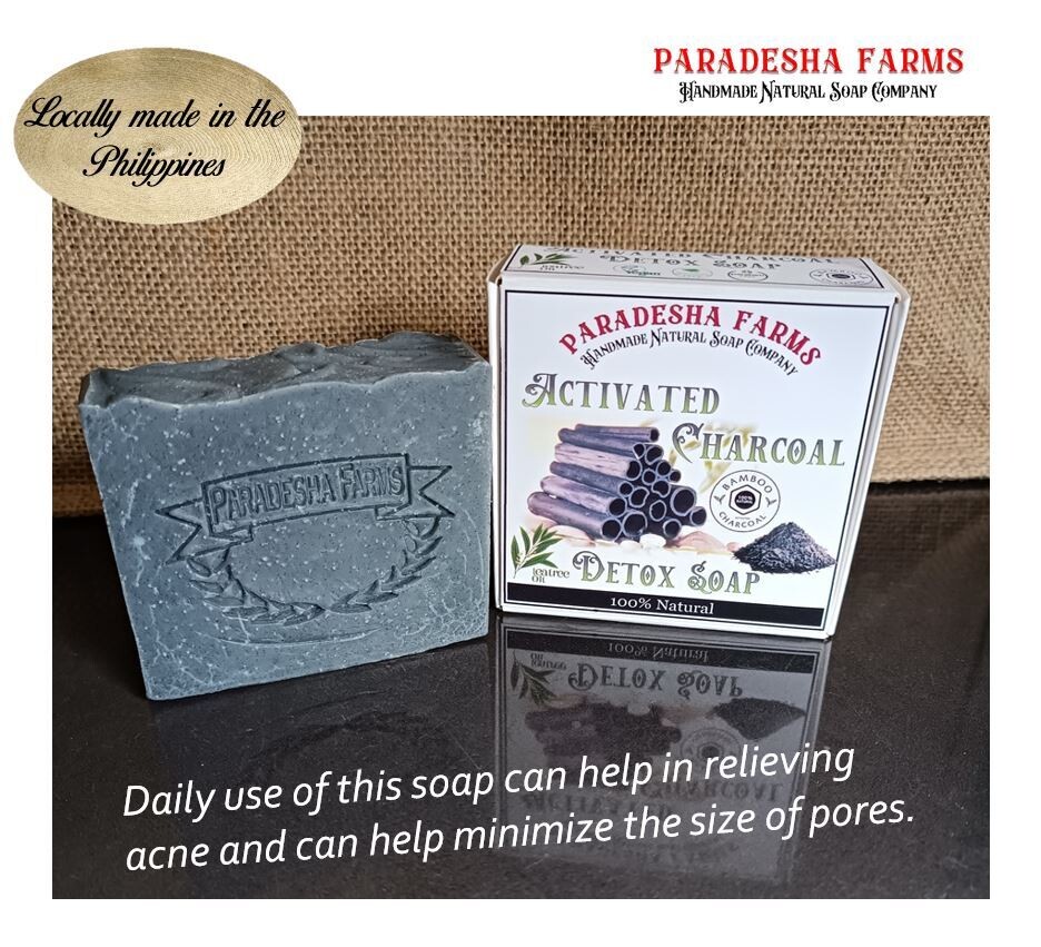 All-natural Activated Charcoal Soap with Tea Tree Essential Oil (approx. 150grams)