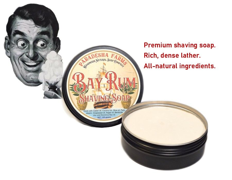 Bay Rum Shaving Soap - handcrafted with natural ingredients (4oz / 100g)